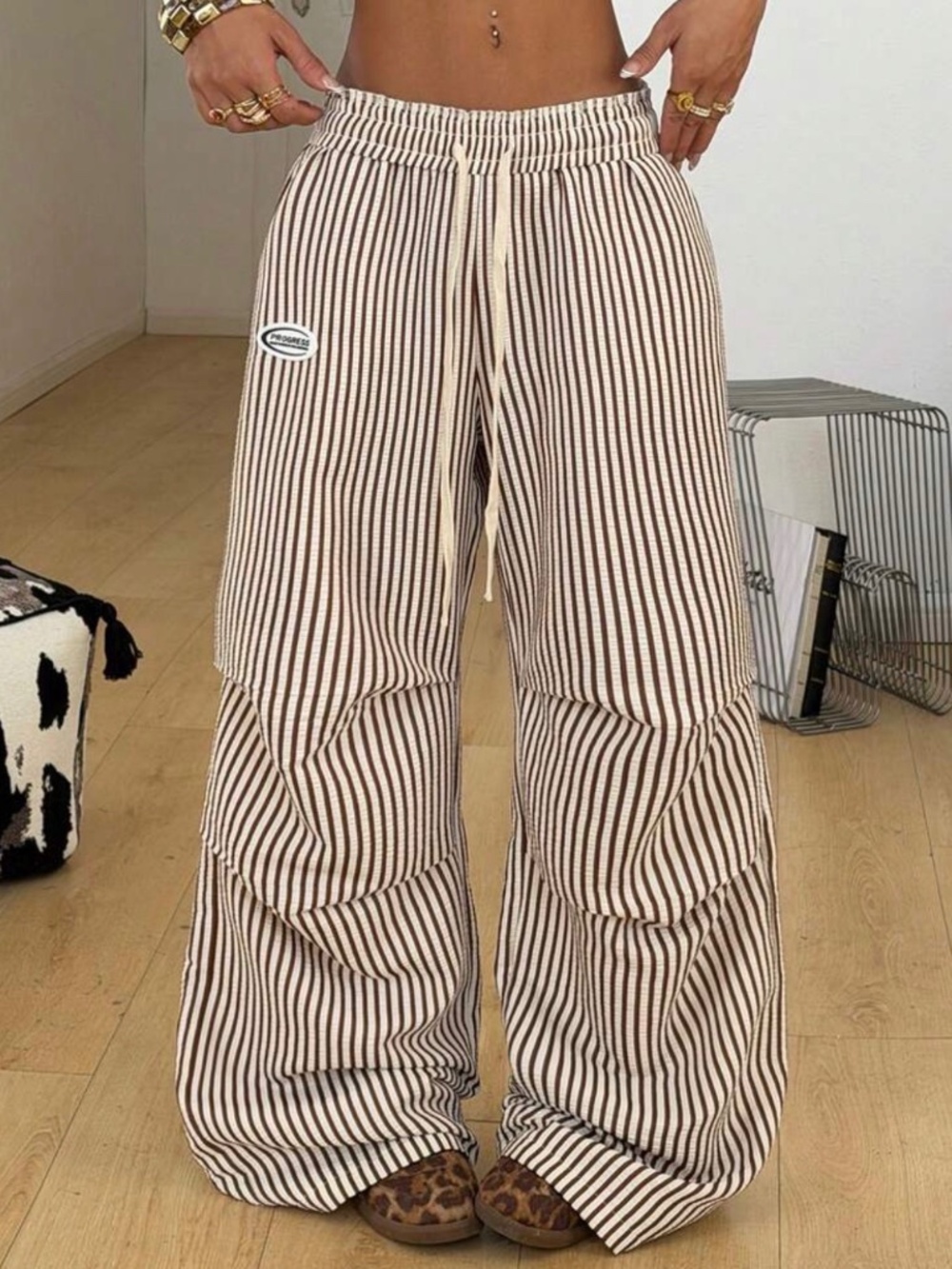 Striped Oversized Streetwear Lounge Trousers NWT